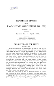 KANSAS STATE AGRICULTURAL COLLEGE, COLD STORAGE FOR FRUIT. EXPERIMENT STATION