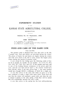 KANSAS STATE AGRICULTURAL COLLEGE, EXPERIMENT STATION MANHATTAN. Bulletin No. 81—September, 1898.