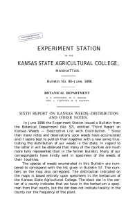 KANSAS STATE AGRICULTURAL COLLEGE, EXPERIMENT STATION SIXTH REPORT ON KANSAS WEEDS--DISTRIBUTION