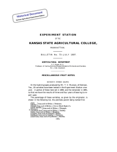 KANSAS STATE AGRICULTURAL COLLEGE, Historical Document EXPERIMENT STATION HORTICULTURAL DEPARTMENT