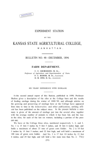 KANSAS STATE AGRICULTURAL COLLEGE, EXPERIMENT STATION BULLETIN NO. 48—DECEMBER, 1894. FARM DEPARTMENT.