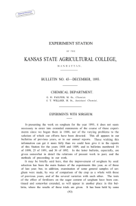 KANSAS STATE AGRICULTURAL COLLEGE, EXPERIMENT STATION BULLETIN NO. 43—DECEMBER, 1893. CHEMICAL DEPARTMENT.