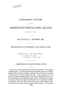 KANSAS STATE AGRICULTURAL COLLEGE, EXPERIMENT STATION DEPARTMENTS OF CHEMISTRY AND AGRICULTURE.