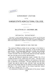 KANSAS STATE AGRICULTURAL COLLEGE, EXPERIMENT STATION BULLETIN NO. 27.— DECEMBER, 1891.