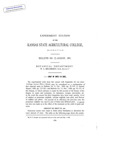 KANSAS STATE AGRICULTURAL COLLEGE , EXPERIMENT STATION BULLETIN NO. 22.-AUGUST, 1891.