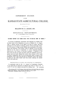 KANSAS STATE AGRICULTURAL COLLEGE, EXPERIMENT STATION BULLETIN NO. 21.--AUGUST, 1891.