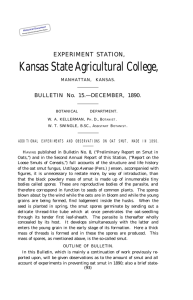Kansas State Agricultural College, EXPERIMENT STATION, BULLETIN No. 15.—DECEMBER, 1890.