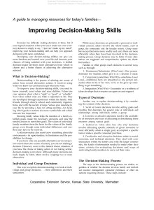 Improving Decision-Making Skills A guide to managing resources for today’s families—