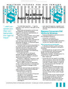 Be a Winner Avoid Consumer Fraud FACT SHEET