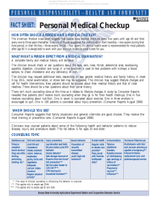 Personal Medical Checkup FACT SHEET: