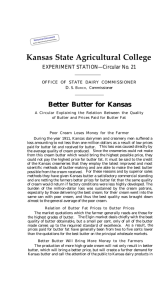 Kansas State Agricultural College Better Butter for Kansas EXPERIMENT STATION—Circular No. 21