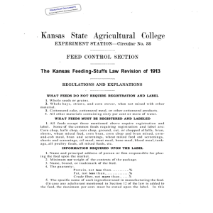 The Kansas Feeding-Stuffs Law Revision of 1913