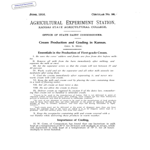 in Kansas. Cream Production and Grading Essentials in the Production of First-grade Cream.