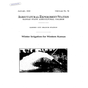 Winter Irrigation for Western Kansas Historical Document Kansas Agricultural Experiment Station