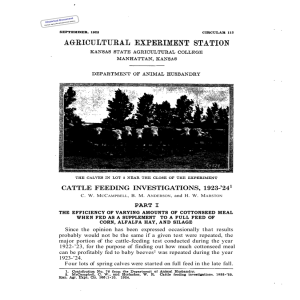 1923-’24 PART I CATTLE FEEDING INVESTIGATIONS,