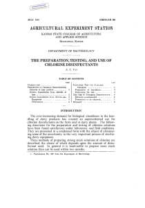 THE PREPARATION, TESTING, AND USE OF CHLORINE DISINFECTANTS