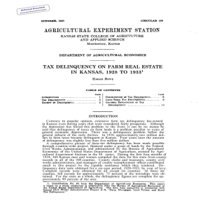 TAX DELINQUENCY ON FARM REAL ESTATE IN KANSAS, 1928 TO 1933 to