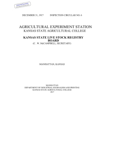 AGRICULTURAL EXPERIMENT STATION KANSAS STATE AGRICULTURAL COLLEGE KANSAS STATE LIVE STOCK REGISTRY BOARD