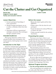 Cut the Clutter and Get Organized Lesson Objectives Before the Lesson