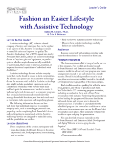 Fashion an Easier Lifestyle with Assistive Technology Letter to the leader Leader’s Guide
