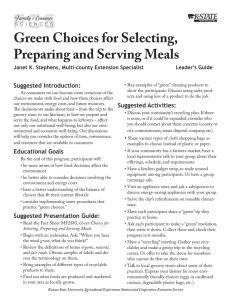 Green Choices for Selecting, Preparing and Serving Meals Suggested Introduction: Leader’s Guide