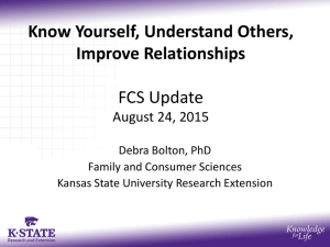Know Yourself, Understand Others, Improve Relationships FCS Update August 24, 2015