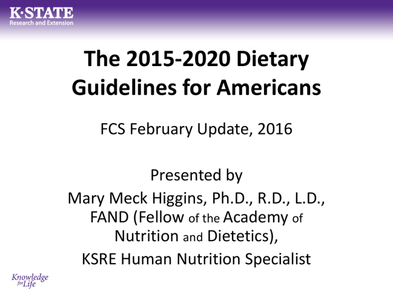 The 2015 2020 Dietary Guidelines For Americans 1194