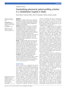 ﬁling activities Standardising pharmacist patient-pro in a rehabilitation hospital in Malta