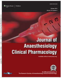 Journal of Anaesthesiology Clinical Pharmacology An Official Publication of