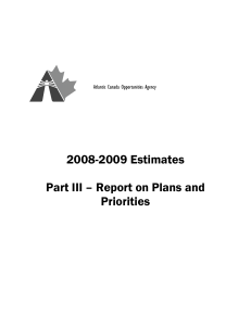 2008-2009 Estimates Part III – Report on Plans and Priorities