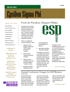 Epsilon Sigma Phi From the President, Margaret Phillips Alpha Rho Chapter