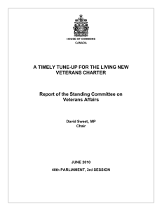 A TIMELY TUNE-UP FOR THE LIVING NEW VETERANS CHARTER Veterans Affairs