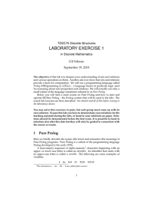 LABORATORY EXERCISE 1 TDDC75 Discrete Structures in Discrete Mathematics Ulf Nilsson