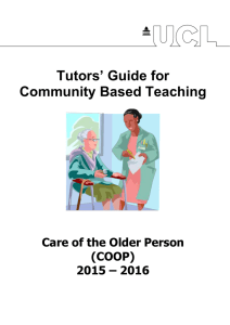 Tutors’ Guide for Community Based Teaching  Care of the Older Person