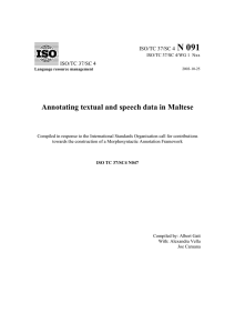 N 091 Annotating textual and speech data in Maltese ISO/TC 37/SC 4