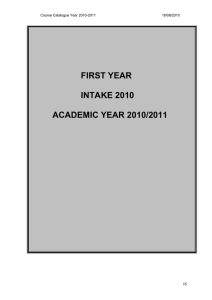 FIRST YEAR INTAKE 2010 ACADEMIC YEAR 2010/2011