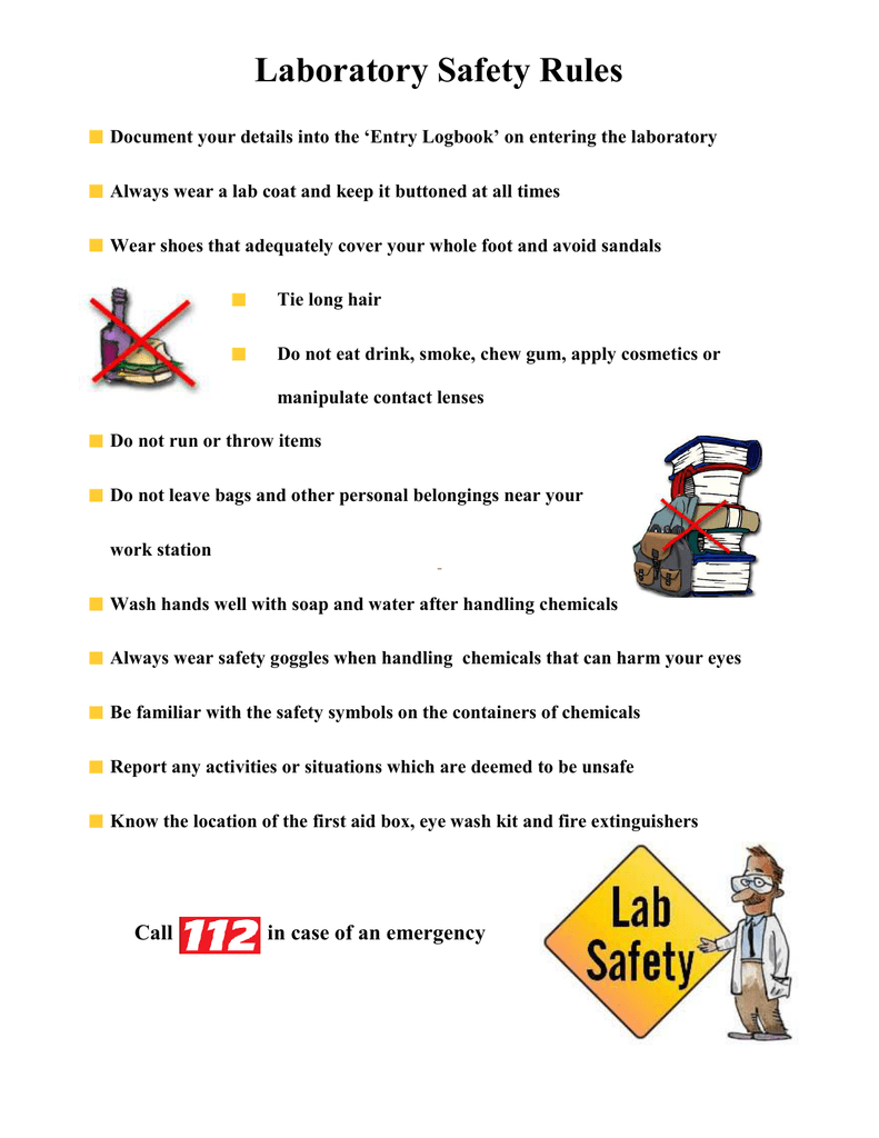 Laboratory Safety Rules In Science Lab Safety Worksheet