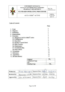 STANDARD OPERATING PROCEDURE ACCU-CHEK ACTIVE Ref. No.