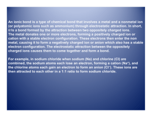 An ionic bond is a type of chemical bond that... (or polyatomic ions such as ammonium) through electrostatic attraction. In...