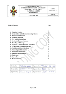 Ref. No. UNIVERSITY OF MALTA FACULTY OF MEDICINE &amp; SURGERY PHARMACY DEPARTMENT