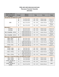 PHR 4401/4402/4404/4444/4445/4446 Placement Tutorials Timetable 2015/2016