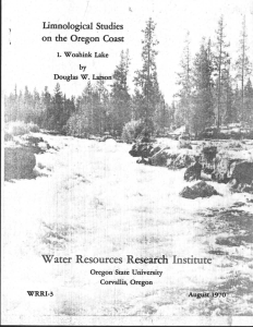 Water Resources Research Institute •• Limnological Studies