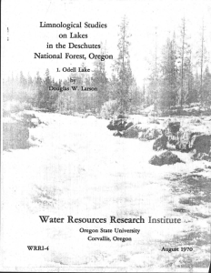 Water Resources Research Institute Oregon . State University Corvallis, Oregon . 1tio
