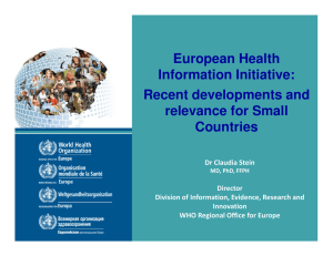 European Health Information Initiative: Recent developments and relevance for Small