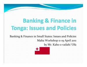 Banking &amp; Finance in Small States: Issues and Policies