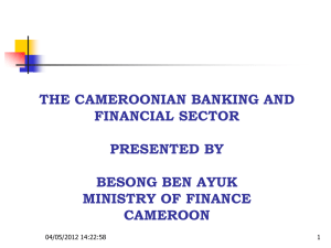 THE CAMEROONIAN BANKING AND FINANCIAL SECTOR  PRESENTED BY
