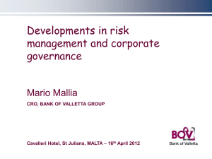 Developments in risk management and corporate governance