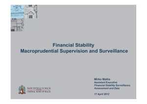 Financial Stability Macroprudential Supervision and Surveillance Mirko Mallia Assistant Executive