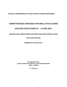 COMPETITIVENESS STRATEGIES FOR SMALL STATES COURSE