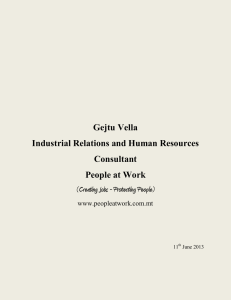Gejtu Vella Industrial Relations and Human Resources Consultant